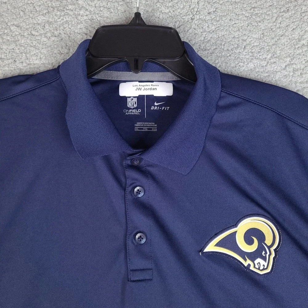 Los Angeles Rams Draft Director JW Jordan Nike NFL OnField Polo‎ Shirt XXL Blue
